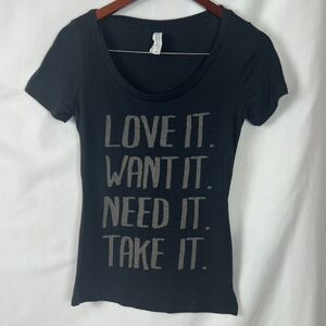 Love, Want, Need, Take T-shirt Check & Stripe